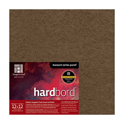 Ampersand Art Supply Hardboard Wood Painting Panel: Museum Series Hardbord, 12" x 12", 1-1/2 Inch Cradled Profile - color: 1-1/2 Inch Cradled Profile, size: 12" x 12"
