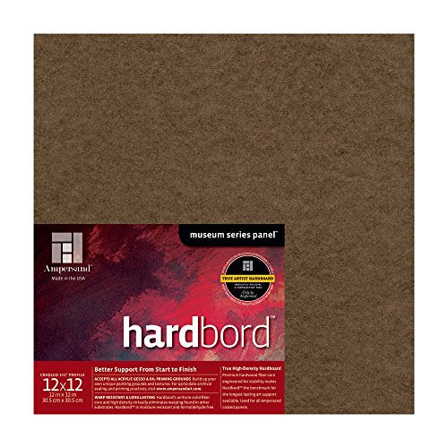 Ampersand Art Supply Hardboard Wood Painting Panel: Museum Series Hardbord, 12" x 12", 1-1/2 Inch Cradled Profile - color: 1-1/2 Inch Cradled Profile, size: 12" x 12"