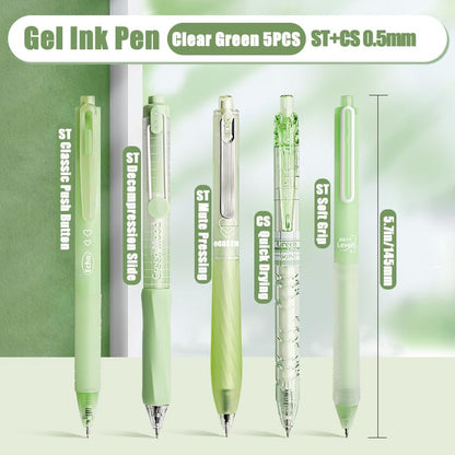 10PCs Pastel Gel Ink Pen Set,Retractable Black Ink Pens 0.5mm Fine Point - color: Green