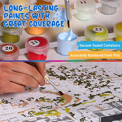 Ledgebay Paint by Numbers Kit for Adults, 16x20 Unframed Canvas - color: Mountain Village, size: 16" x 20" Unframed