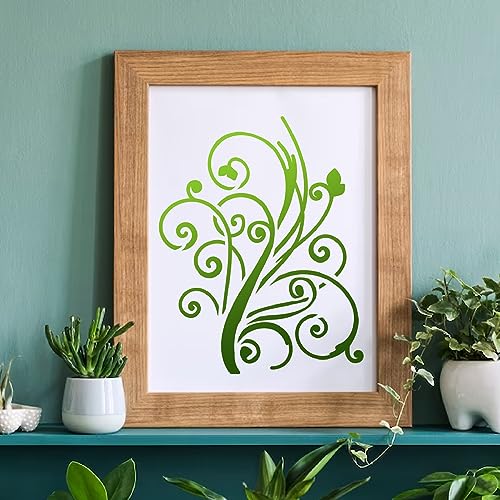 yhslmh Floral Stencils for Painting on Wood Furniture Wall Reusable Canvas Flower Flourish Swirls Stencil for Crafts Boho Art Projects Drawing Card Making Pattern Decoratives (Flourish Swirls) - style: flourish swirls