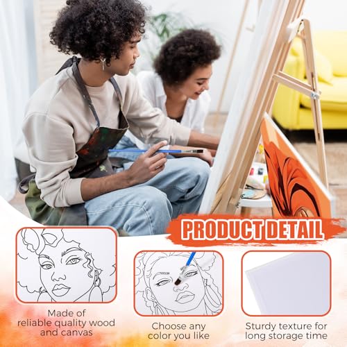 Sherr 96 Pcs 12 Sets Pre Drawn Canvas Kit for Painting Craft Sip and Paint Kit for Adults Pre Printed Canvas Painting Favor for DIY Birthday Gifts Adult's Date Party, 8 x 10 Inches(Lady) - style: Lady