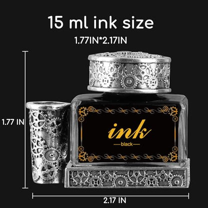 Calligraphy Ink Pen Ink Black,15ml Black Ink,2-in-1 Pen Holder Ink,Suitable for quills Quill Pen dip Pen Calligraphy Pen Drawing Pen,Carbon Free Ink for pens