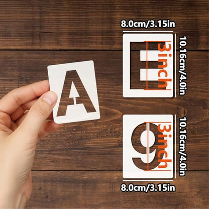 Letter Stencils 36pcs 3 Inch Number Alphabet Reusable Plastic Templates Craft Stencil Paint Template Signs for Road, Wall, Wood, Mailbox（3in） - size: 3in