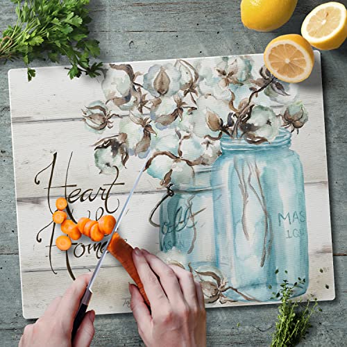 CounterArt Heart & Home 3mm Tempered Glass Cutting Board 12" x 15" | Serving Board, Charcuterie Board, Countertop Protection - color: Heart & Home