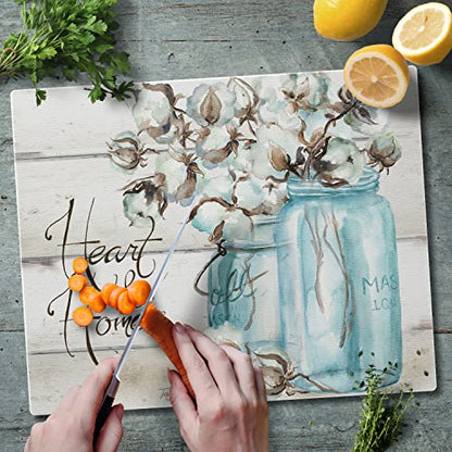 CounterArt Heart & Home 3mm Tempered Glass Cutting Board 12" x 15" | Serving Board, Charcuterie Board, Countertop Protection - color: Heart & Home
