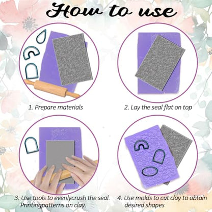 4PCS Polymer Clay Texture Sheets Set for Using with Clay Cutters, Vintage Clay Texture Mats, Pottery Jewelry Making Kit DIY Creative Crafts Tools - style: Retro Pattern 2 Theme-4pcs