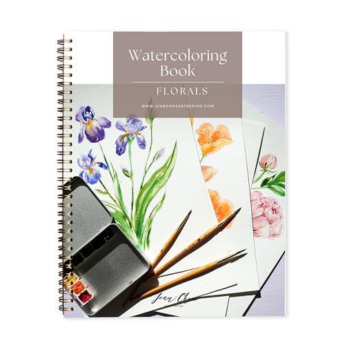 Floral Watercolor Workbook for Beginners with Cotton Cold Press Watercolor Paper, Pre-Outlined Designs, Step-by-Step Instructions & Online Videos – Premium Botanical Art Book for Adults & Gifts - style: Floral