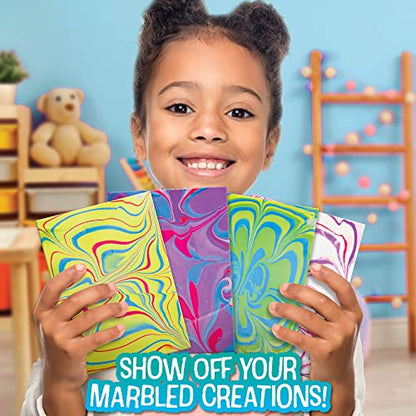 Made By Me Marbling Studio, 25-Piece Marbling Kit for Kids - Make 10 Pour Paint Art Projects - Dip & Paint Marbling Arts & Crafts for Ages 6-9 - Fun Gift - size: 5.3 inches x 6.8 inches