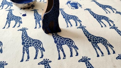 CraftsofIndia® Pair of Giraffe Wooden Blocks Stamps for Printing on Textiles, Pottery Crafts,Henna, Scrapbooking (Set of 2) - size: Pack # 106