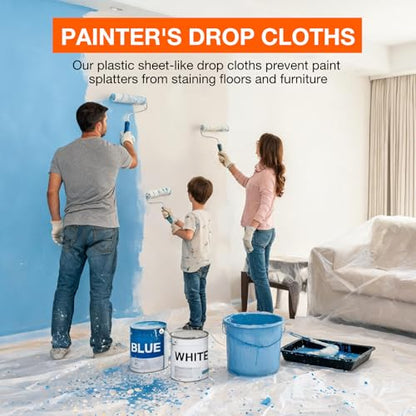 King Origin Plastic Drop Cloths 6 Pack, 9x12 Ft - color: 9x12 Ft, 6 pcs