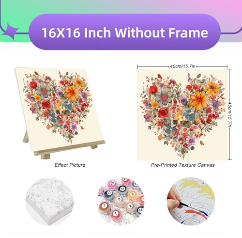 BYGFHLYW Wildflower Paint by Numbers Kit for Adults Beginners 16x16In - color: PB323-1