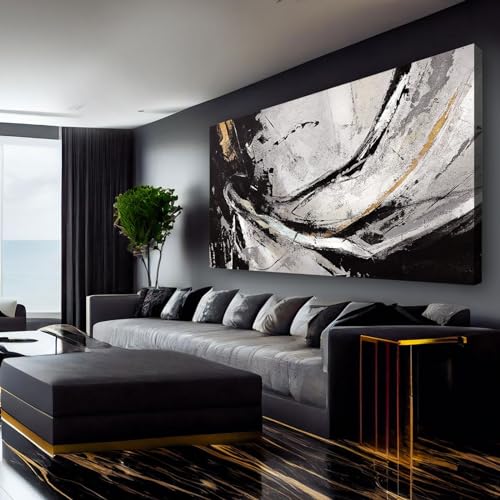 XIANSHOU Abstract Canvas Wall Art Gold Decoration Black Art for Living Room Bedroom Kitchen Home Wall Decor 29x58 Inch - color: Black, size: 58"L x 29"W