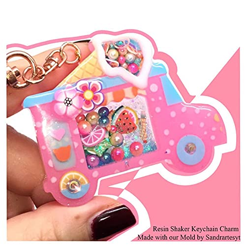 FUNSHOWCASE Resin Shaker Molds Set Charms Pendant Jewelry Making Supplies 9 Silicone Trays with 5 Clear Seal Films - color: Charms Pendant Craft 14-Pack