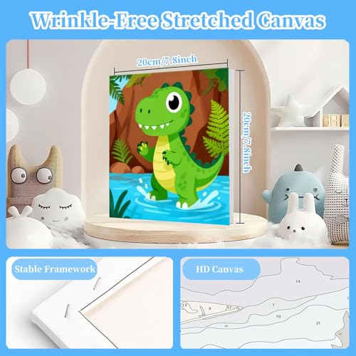 Arttoplus 4 Pack Paint by Numbers Kit for Kids with Frame Animals 8x8in | Animals Kids Paint by Numbers Ages 4-8-12 with Wooden Easel,Easy Cute DIY Acrylic Oil Painting by Number for Gift Home Decor - color: BKH2040+BKH2041+BKH2042+BKH2043