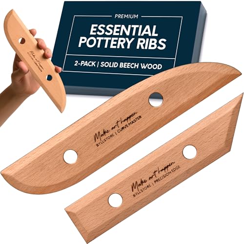 Byllstore Essential Pottery Ribs for Clay | Shaping & Smoothing Tools | Solid Beech Wood | 2-Pack - color: 2-Pack | Essential Pottery Ribs