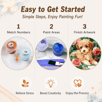 AUKELHJ Framed Paint by Numbers Kit for Adults, Dog, 10x10 inch - color: 07-Dog