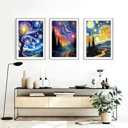 OFRKE Diamond Painting Kits for Adults,3 Pack Abstract Landscape Diamond Art for Beginners, Diamond Round 5D Full Drill Paint with Diamonds Pictures Gem Art Painting Kits DIY Crafts Kits 12x16inch - color: 3pcs-Abstract