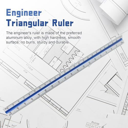Biaungdo Engineer Scale Ruler 12 Inch Aluminum Colored for Drafting