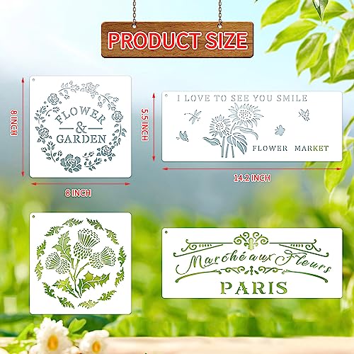 Flower Market Stencil, Large Spring Wildflower Stencils Farmhouse Stencils for Painting on Wood, Craft Template Wood Burning Stencil for Garden Canvas Sign Wall Home Decor(Flower)