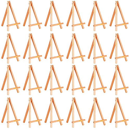 Eboot 24 Pack 6.25 Inch Mini Wood Display Easel Small Easels Wood Artist Tabletop Canvas Stand for Painting Arts Crafts Easels for Painting Arts Crafts Display Card Photo - size: 6.25 Inch