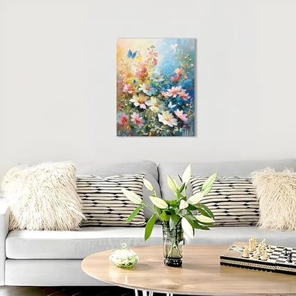 Muzagroo Paint by Numbers Oil Painting Kits for Adults DIY Flowers Oil Painting for Beginners Hand Crafts Kits with Brushes and Acrylic Paints 16x20 inches (Flowers) - color: Flowers