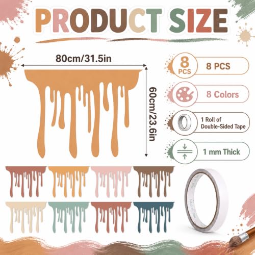 8 PCS Art Themed Party Table Skirt Back to School Felt Table Skirts Boho Felt Paint Splatter DIY Decorations for Classroom Wall Decor Bulletin Board Art Craft Birthday Party Supplies (Boho) - color: Boho Color