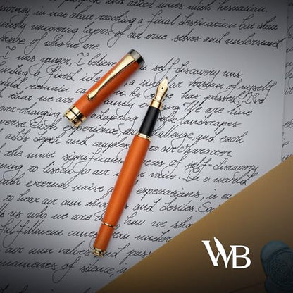 Wordsworth & Black Luxury Bamboo Cherry Calligraphy Pen Set, 6 Nibs | Fountain Ink Bottle, Cartridges , Refill Converter, Gift for Men , Women, Smooth Writing, Journaling , Lettering - color: Cherry Wood