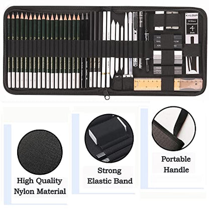 KALOUR 54-Pack Sketch Drawing Pencils Kit with Sketchbook,Include Graphite,Charcoal Pencils and Artists Tools,Pro Art Drawing Supplies for Adults Beginners,ideal for Sketching Shading