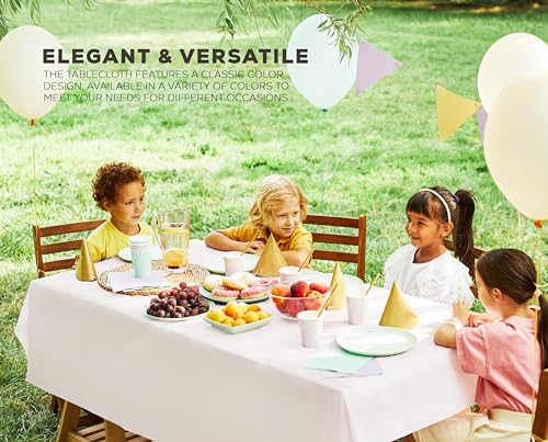 Utopia Kitchen Plastic Table Cloth Disposable [White, 6 Pack] | Rectangle Tablecloth Waterproof Stain Resistant Party Table Cover - color: White, size: 54X108 Inch - 6PC