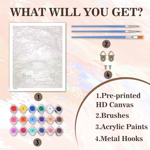 PHANTASYART Cherry Blossom Paint by Numbers Kit for Adults 16x20inch - color: Cherry Blossom Scenery, size: 16x20inch