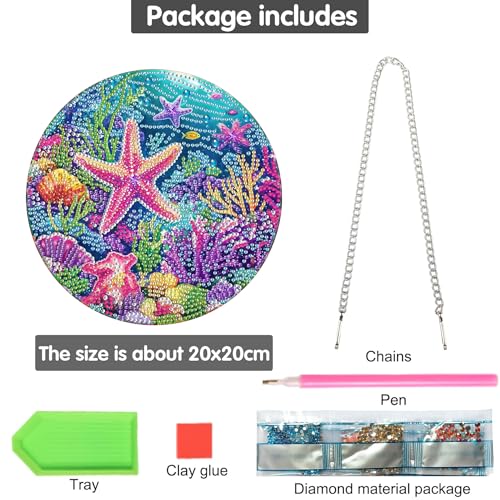 Bimkole Starfish Hanging Diamond Pearl Art Kits for Adults Pendant C18 | DIY 5D Special Crystal Diamond Painting Oceans Window Suncatcher, Acrylic Pearl Art Autumn Winter Wall Decor 7.8x7.8 Inch - color: Starfish