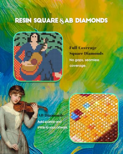 forever young Masterpiece Series Small Diamond Art Kits, 5x7 Inch Canvas | 12 PCS DIY square diamond painting kits for beginners and adults, perfect for collecting, display ＆ relaxing stress relief. - color: Masterpiece Series