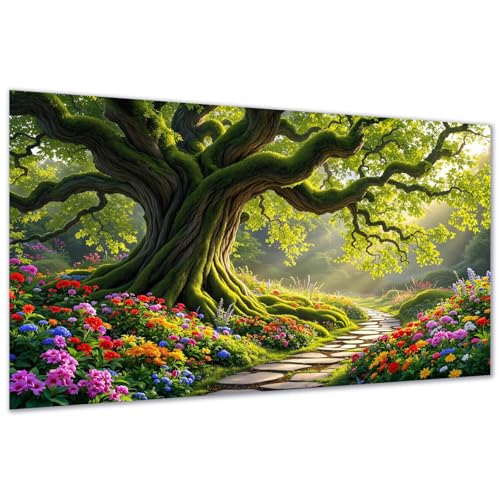 DDGEMART 5D Diamond Painting Kit for Adults, Full Drill Magic Forest Tree Garden Path Landscape Art for Paints, Large Horizontal 28x16 inch - color: Forest Tree
