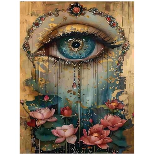 CRZMODE Eye Diamond Art Kits for Adults,Eye Diamond Painting Kits for Adults Beginners,5D DIY Round Full Drill Gem Art Paint by Diamonds Dots Crafts Kits for Home Decor Gift 12x16inch - color: Eye(12X16")
