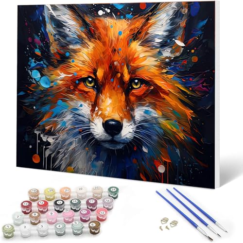 Auremi Fox Framed Paint by Number for Adults,DIY Animals Painting by Number Kits on Canvas Acrylic Oil Painting Kits for Adults Paint by Number Kits for Home Decor 20x30cm - color: Paint by number 007