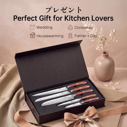 YOTSUBA 5 PCS Japanese Kitchen Knife Set with Ergonomic Rosewood Handle - style: 5pcs knife set