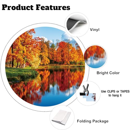 Yeele 15x10ft Natural Lake Scenery Backdrop Autumn Golden Tree Blue River Outdoor Landscape Photography Background Countryside View Kid Adult Portrait Photo Studio Props - size: 15x10ft