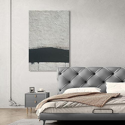 NANKAI Hand-Painted Minimalism Black and Gray Art Oil Painting Canvas Abstract Oil Painting Wall Art 36x24 Inch Home Wall Decoration - color: Nkhb076