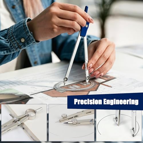 13 Pieces Geometry Set Compass Geometry Tools Math Compass and Protractors Metal Precision Drafting Kit with Storage Box Rulers Pencils Technical Drawing, Engineering & Architecture - color: Blue