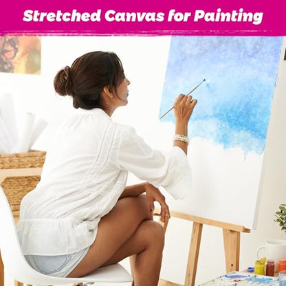 Stretched Canvas for Painting, 2Pack 24X36 Large Canvas for Painting, (280GSM) Triple Primed 2/3" Profile Cotton Professional Artist Quality Blank Canvas,Ready to Paint, Art Supplies for Acrylic, Oil - size: 2PK 24x36