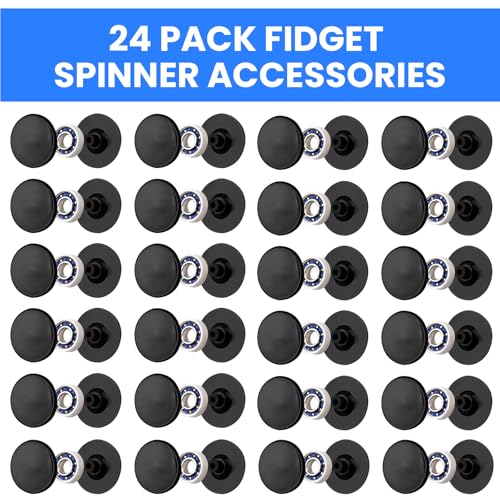 NiArt Fidget Spinner Bearings with Caps 24 Pack, Chrome Steel DIY Set - size: ONLY 24 BLACK Cap Bearings