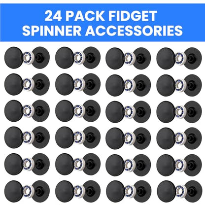 NiArt Fidget Spinner Bearings with Caps 24 Pack, Chrome Steel DIY Set - size: ONLY 24 BLACK Cap Bearings