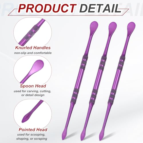 HARFINGTON 11pcs Wax Carving Tool 4.75" Double-Headed Stainless Steel Sculpture Tools Kit Modeling Engraving Sculpting Spoons for Clay Pottery Crafts Shaping, Violet - color: Violet