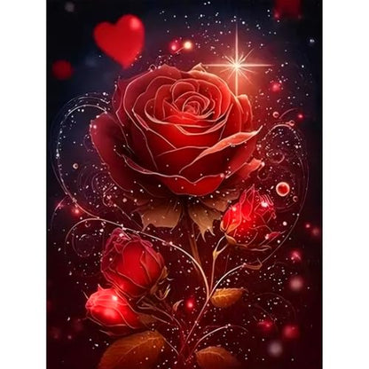Hydrangea Diamond Painting Kits for Adults-Flowers Diamond Art Kits for Adults,5D Diamond Painting Flowers,DIY Full Drill Diamond Painting Flower Gem - color: Love Red Rose