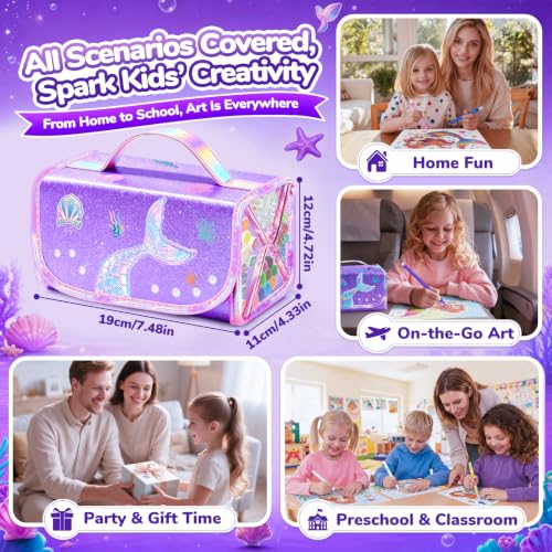 DreamyCandy 70 Pcs Washable Markers Set for Kids 4-8, Mermaid Art Set Gifts - color: Purple Mermaid