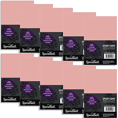 Speedball Speedy-Carve Block Printing Carving Block, Rectangle, Pink, 4 x 6 Inches (40-Pack), Linoleum for Printmaking - size: 40-Pack