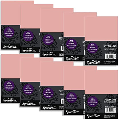 Speedball Speedy-Carve Block Printing Carving Block, Rectangle, Pink, 4 x 6 Inches (40-Pack), Linoleum for Printmaking - size: 40-Pack