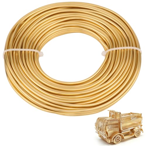 9 Gauge Aluminum Craft Wire, 52.5FT Bendable Armature Wire for Sculpting, Jewelry Making, DIY Crafting, Doll Making, Modelling, Bonsai Training(Tin Gold) - color: Tin Gold
