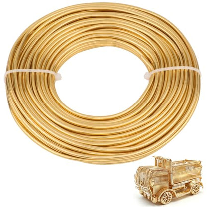 9 Gauge Aluminum Craft Wire, 52.5FT Bendable Armature Wire for Sculpting, Jewelry Making, DIY Crafting, Doll Making, Modelling, Bonsai Training(Tin Gold) - color: Tin Gold